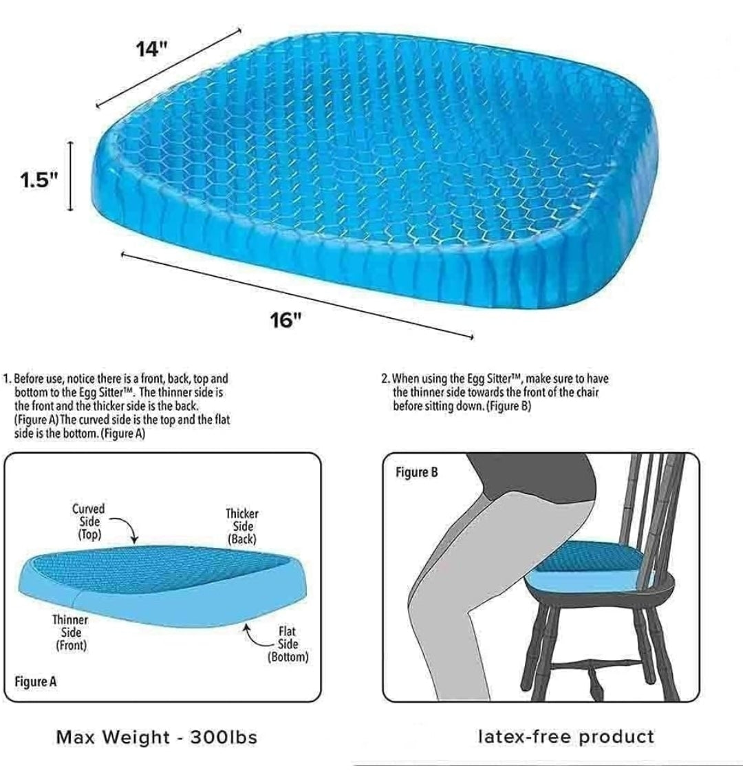 Cushion Seat Flex Pillow, Gel Orthopedic Seat Cushion Pad (Egg Sitter)