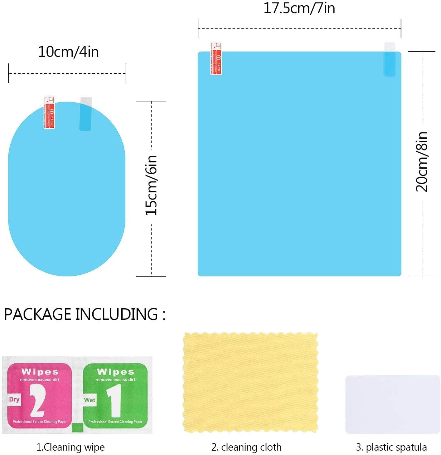 Anti Fog Film for Car Mirror Car Window(2 PCs Oval + 2 PCs Square)