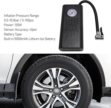 Cordless Air Pump Portable Tire Inflator 150Psi Digital Air Compressor with 5000Mah Battery