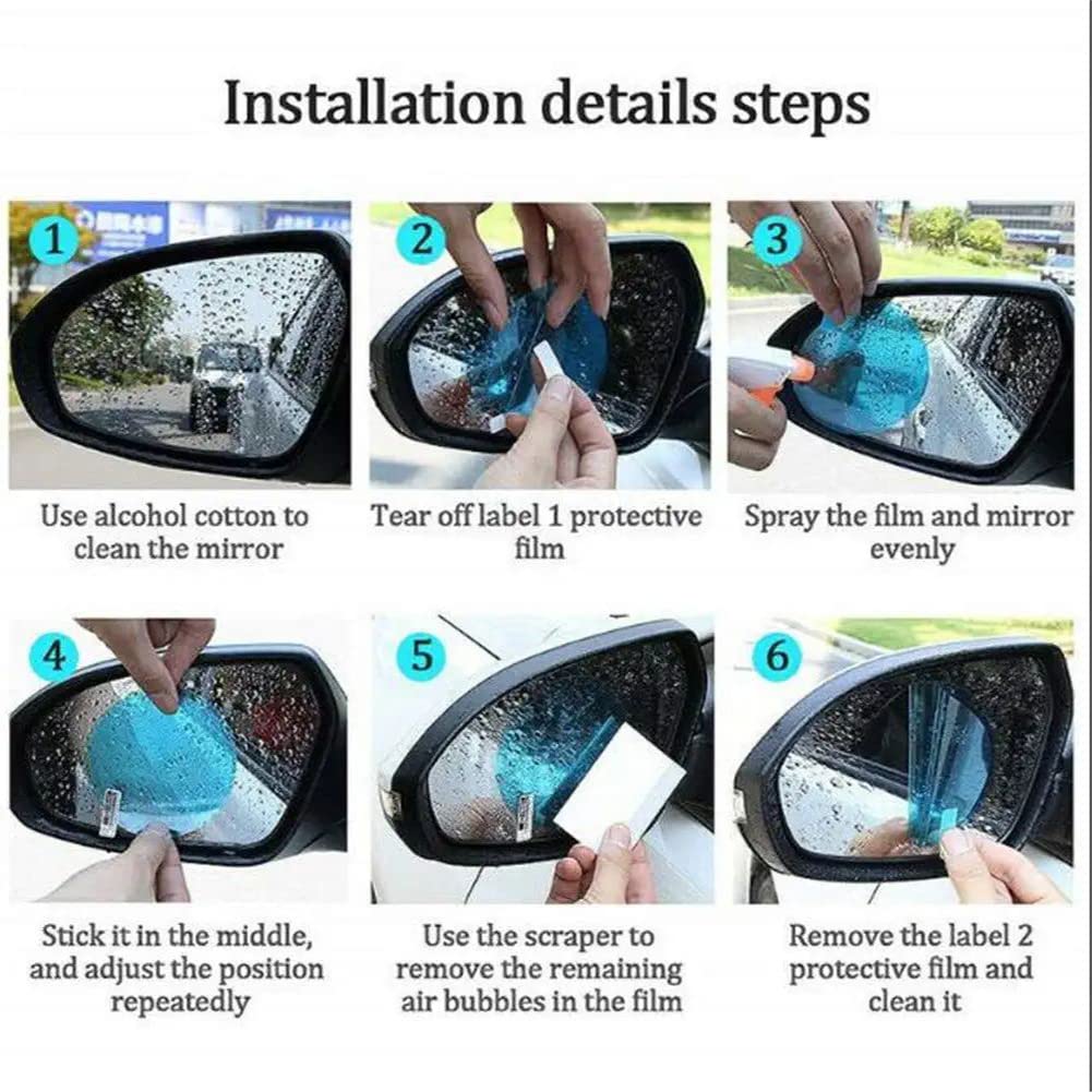 Car Rearview Mirror Film Rainproof Waterproof Mirror Film Anti Fog(2pc)