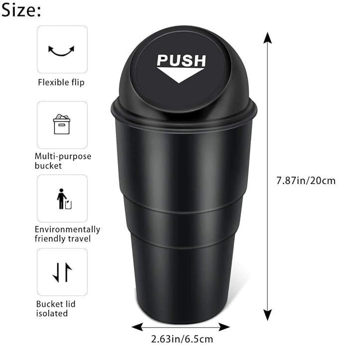 Mini Car Trash Can - Compact Silicon Dustbin for Cars (Plastic)