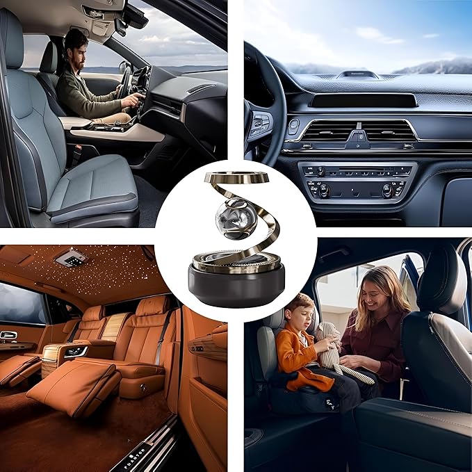 Solar-Powered Car AirFreshener - Rotating Aromatherapy Diffuser