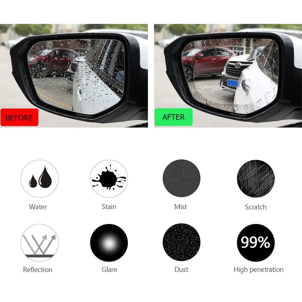 Car Rearview Mirror Film Rainproof Waterproof Mirror Film Anti Fog(2pc)