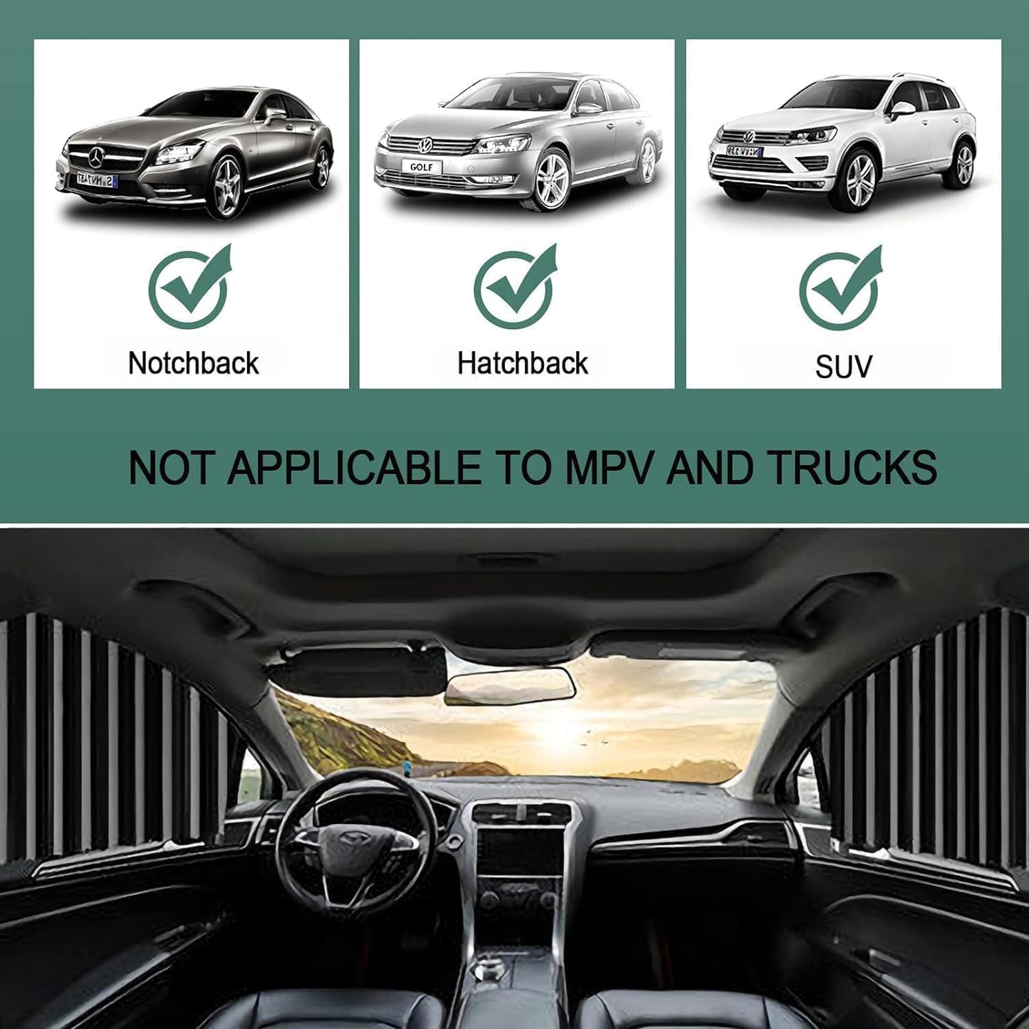 4pcs Universal Fit Magnetic Car Side Window Curtains