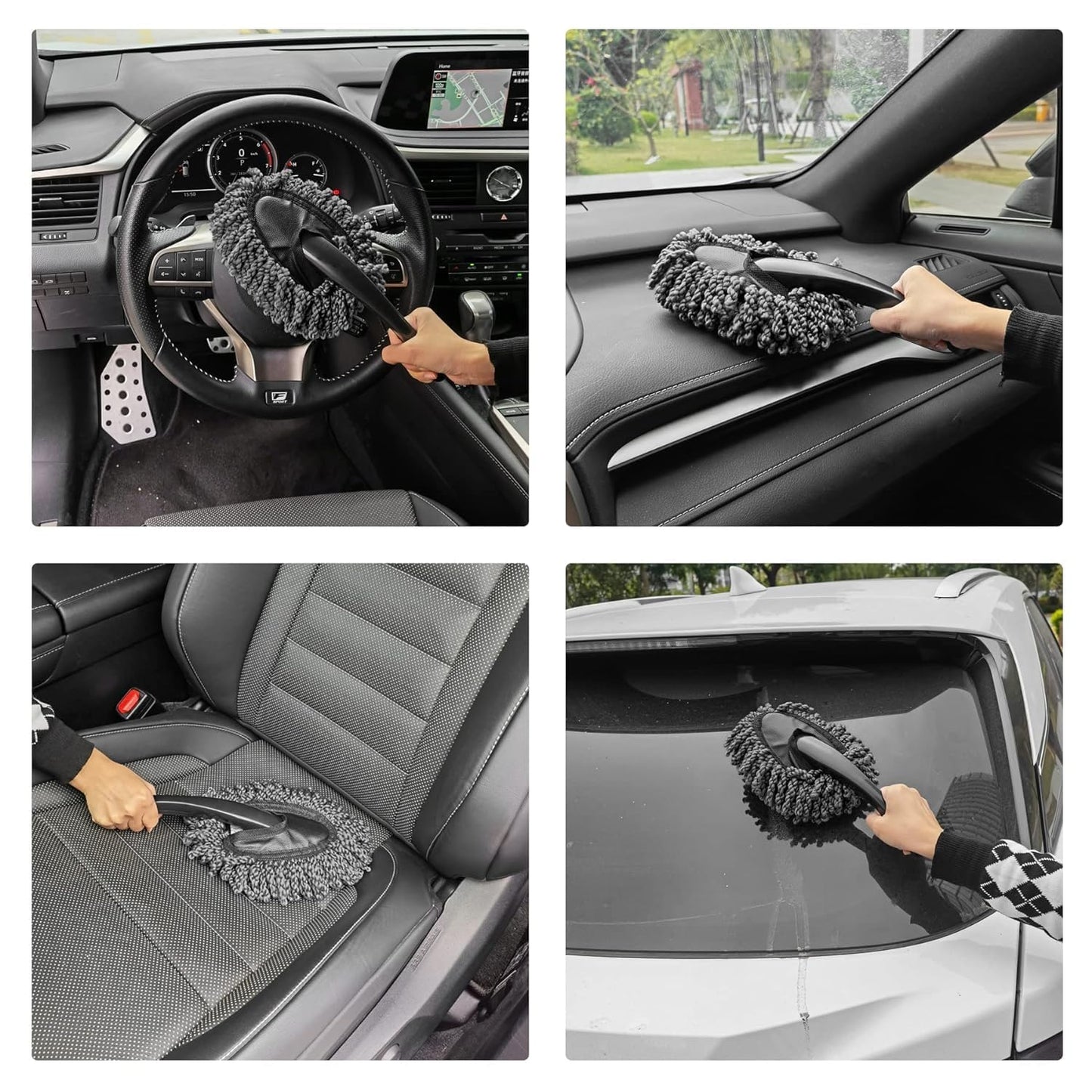 5 PCs Microfiber Car Duster with Long Handle Car Cleaning Brush Exteriror and Interiror Car Cleaning
