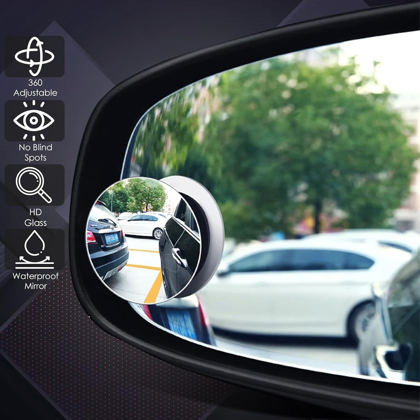 Car Glass Mirror Blind Spot, 360° Mirror