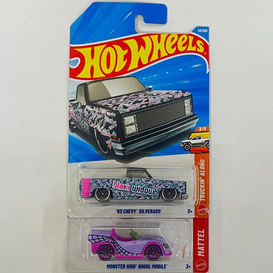 Imported hotweels 2026 - '83 CHEVY SILVERADO // MONSTER HIGH GHOUL MOBILE - 2 pc set