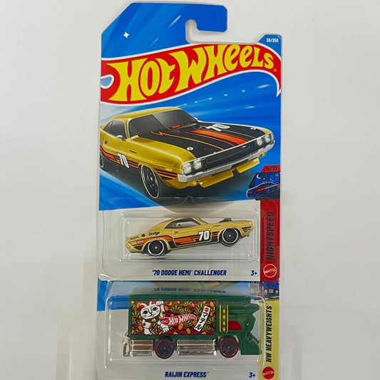 Imported hotweels 2026 --'70 DODGE HEMI CHALLENGER // RAIJIN EXPRESS - 2 pc set