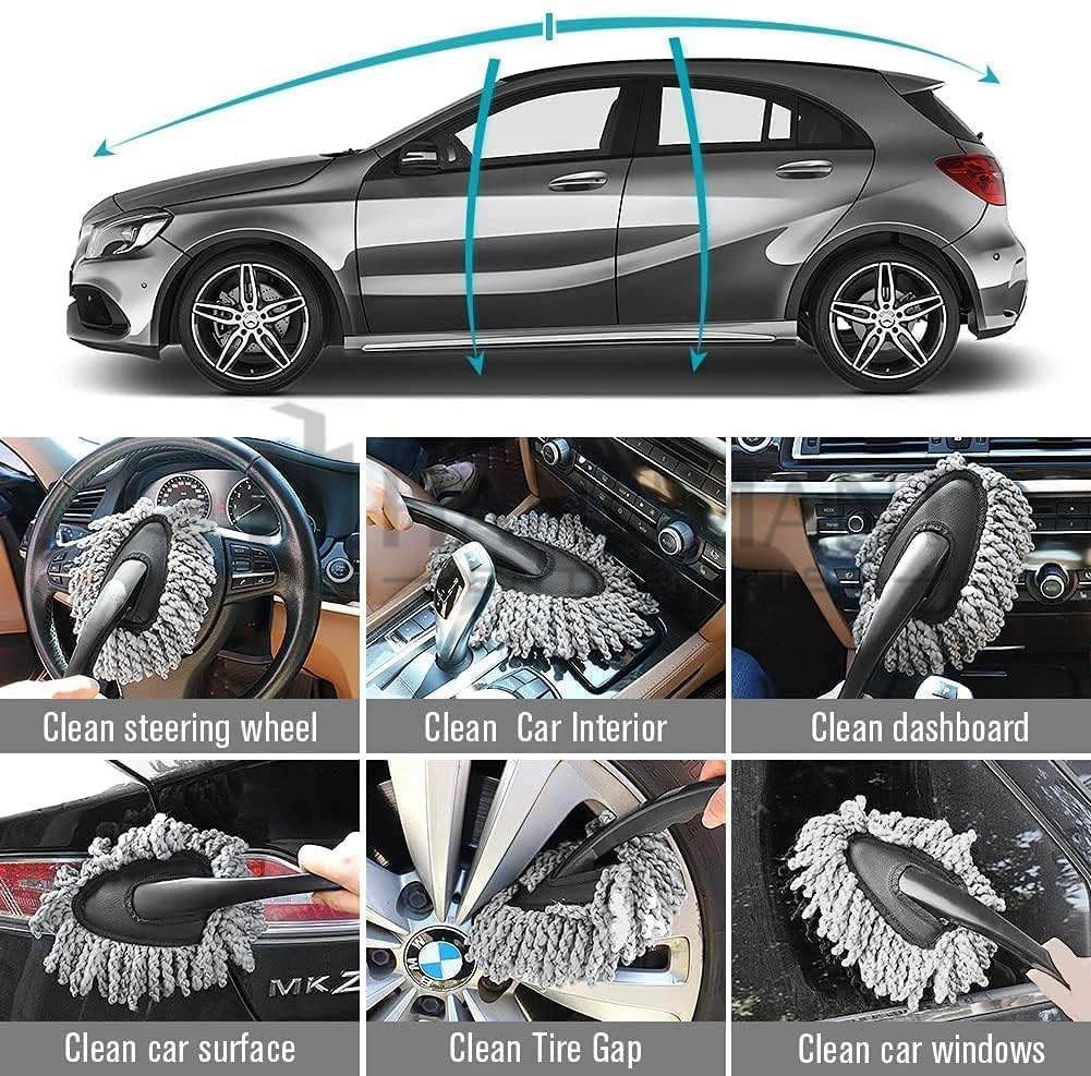 5 PCs Microfiber Car Duster with Long Handle Car Cleaning Brush Exteriror and Interiror Car Cleaning