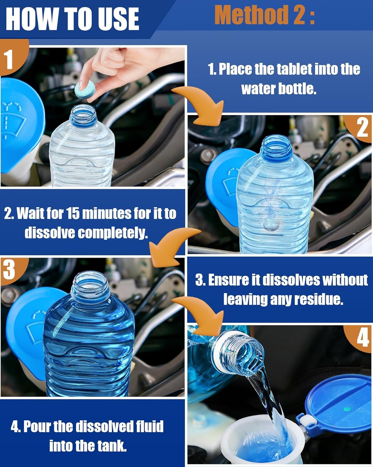 Glass Wiper Cleaning Tablets, Car Windshield Washer Solid Tablets( pack of 10 tablet)