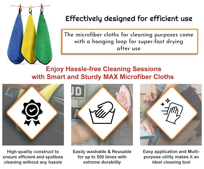 Microfiber Cloth for Car Cleaning (600 GSM, Pack of 3, 40x40 cm, Multi- Colour) Double Sided