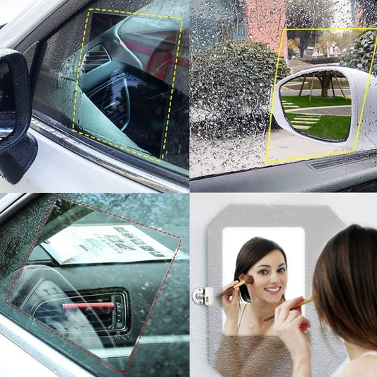 Anti Fog Film for Car Mirror Car Window(2 PCs Oval + 2 PCs Square)