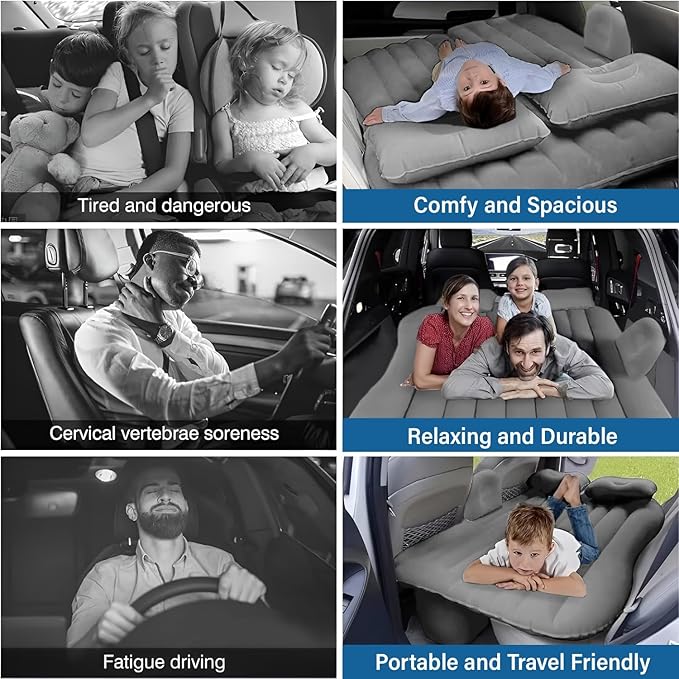 Inflatable Car Bed Air Mattress with Pump & 2 Air Pillows