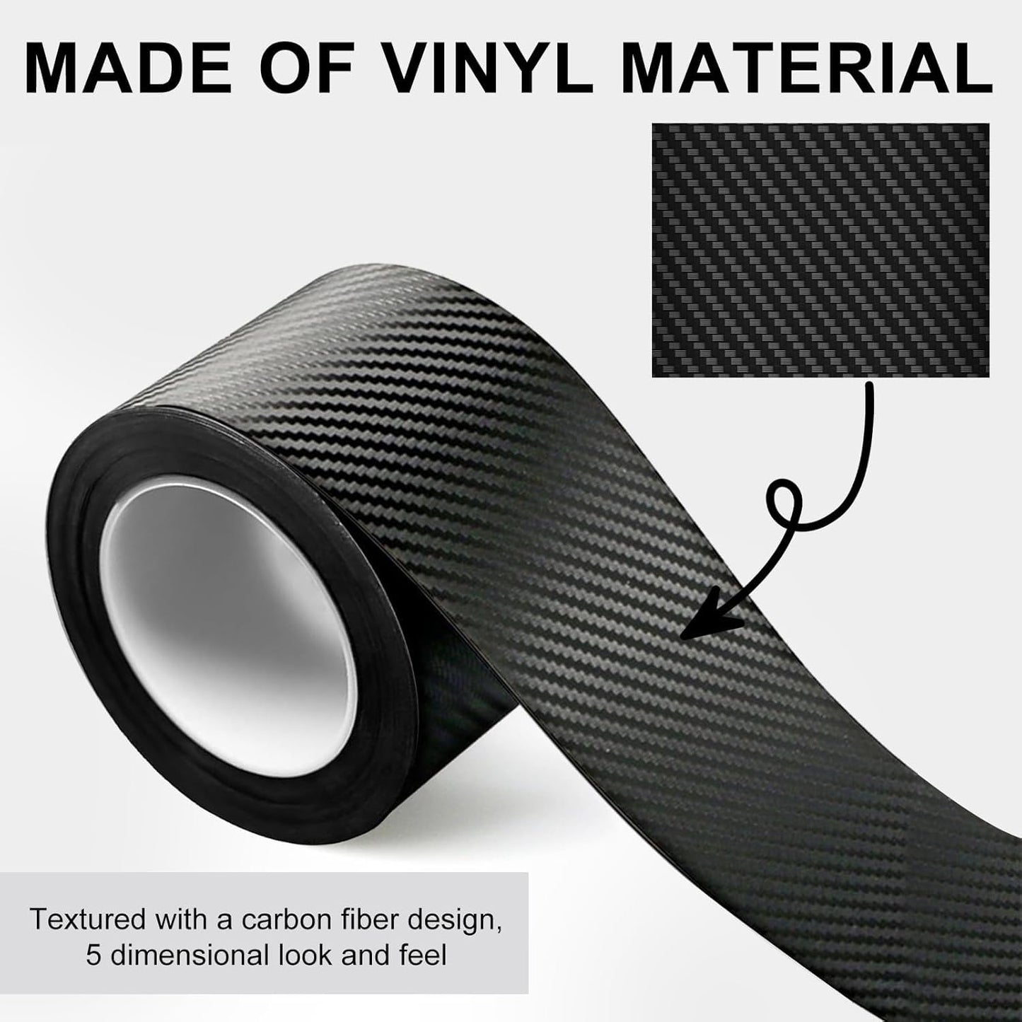 Carbon Fibre Car Door Sill Protector Tape, 5 cm x 5 m, High Gloss Black, Anti-Scratch(Black)