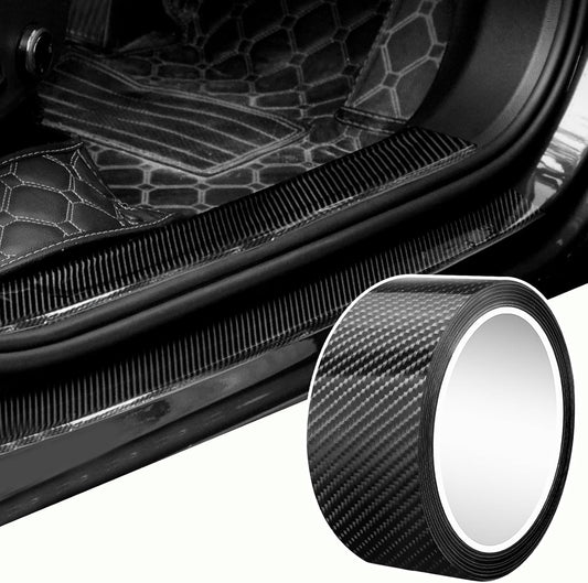 Carbon Fibre Car Door Sill Protector Tape, 5 cm x 5 m, High Gloss Black, Anti-Scratch(Black)