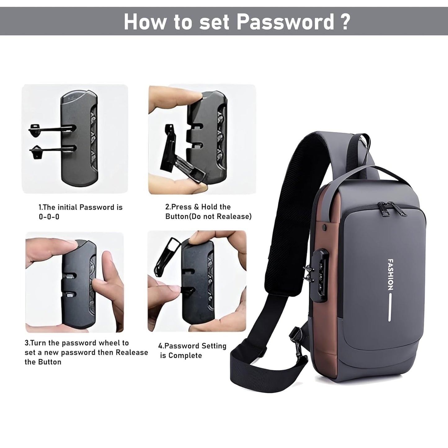 Waterproof Crossbody Sling Bag,Men's Shoulder Bag,  Anti-Theft Chest Bag