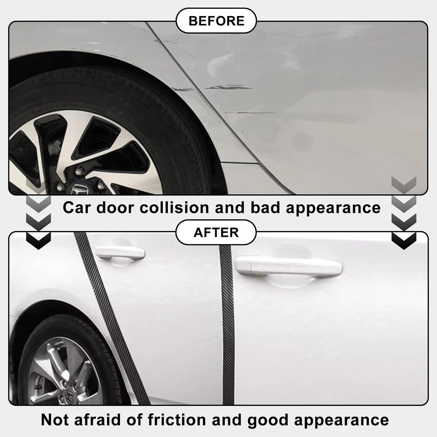 Carbon Fibre Car Door Sill Protector Tape, 5 cm x 5 m, High Gloss Black, Anti-Scratch(Black)