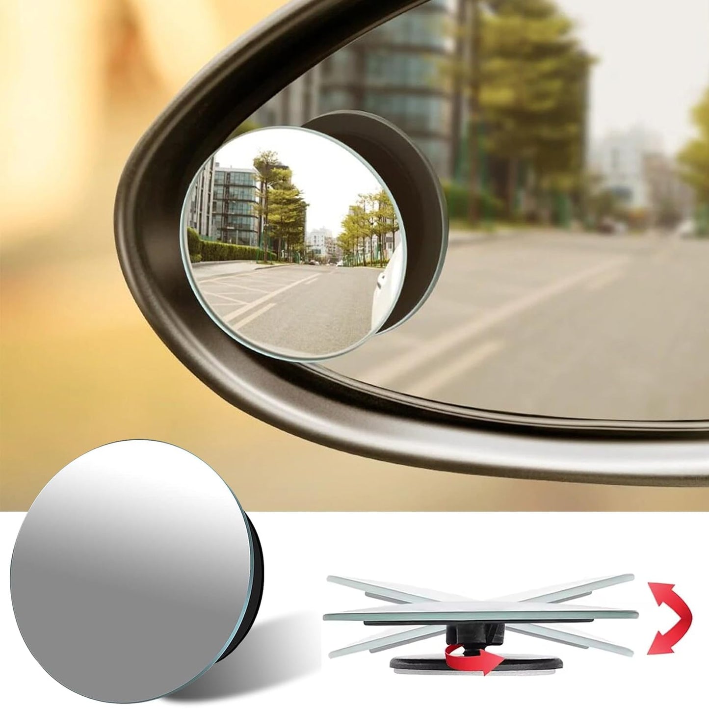 Car Glass Mirror Blind Spot, 360° Mirror