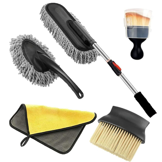5 PCs Microfiber Car Duster with Long Handle Car Cleaning Brush Exteriror and Interiror Car Cleaning