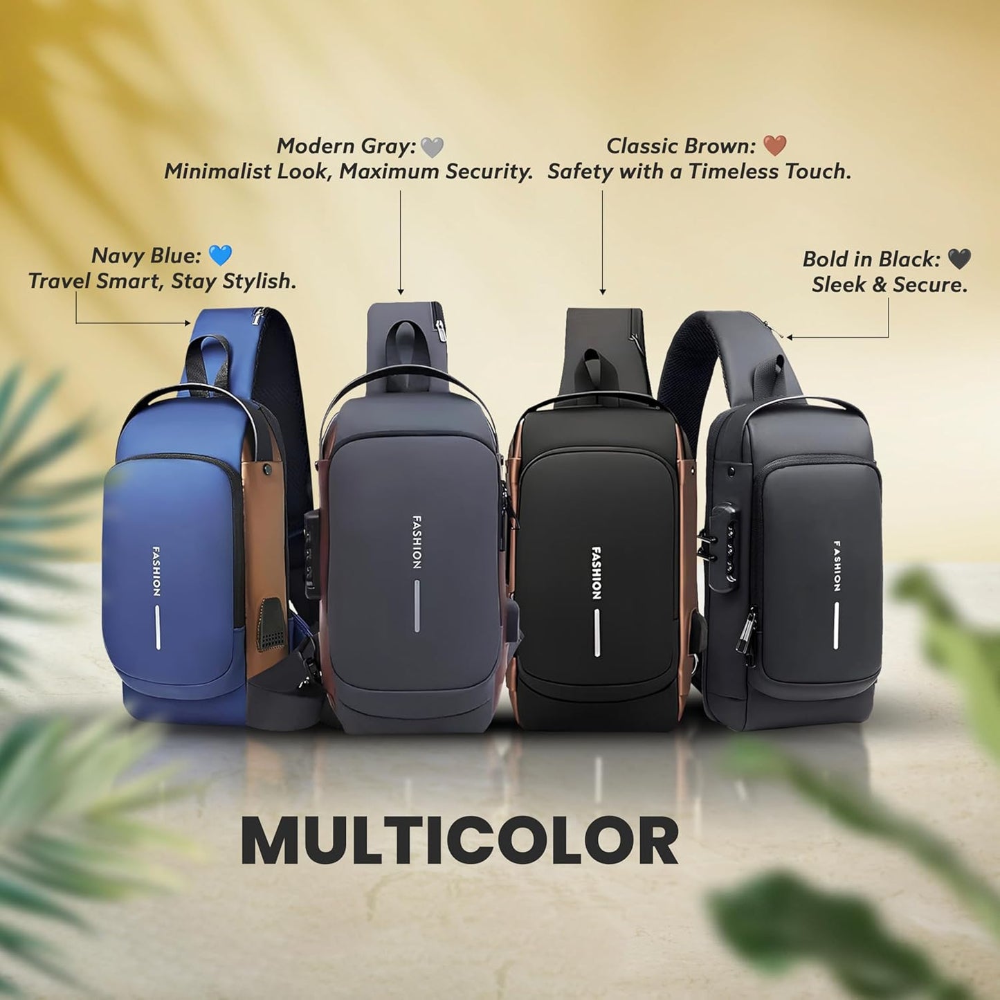 Waterproof Crossbody Sling Bag,Men's Shoulder Bag,  Anti-Theft Chest Bag