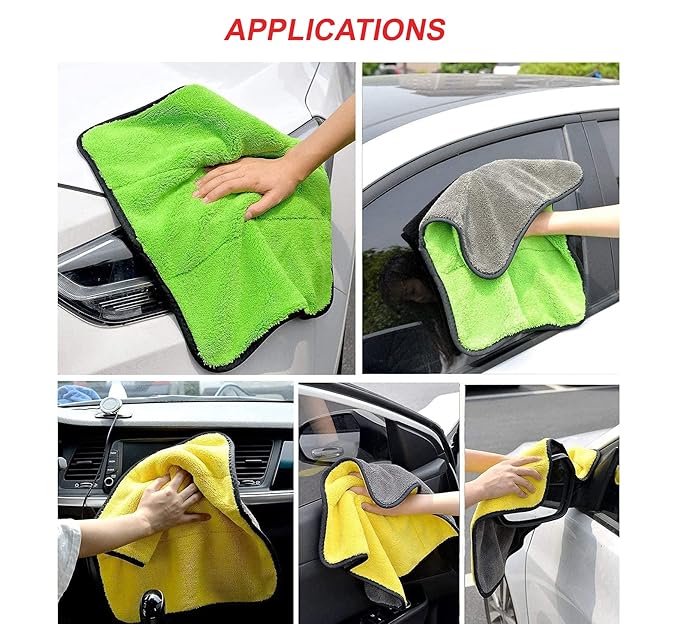 Microfiber Cloth for Car Cleaning (600 GSM, Pack of 3, 40x40 cm, Multi- Colour) Double Sided
